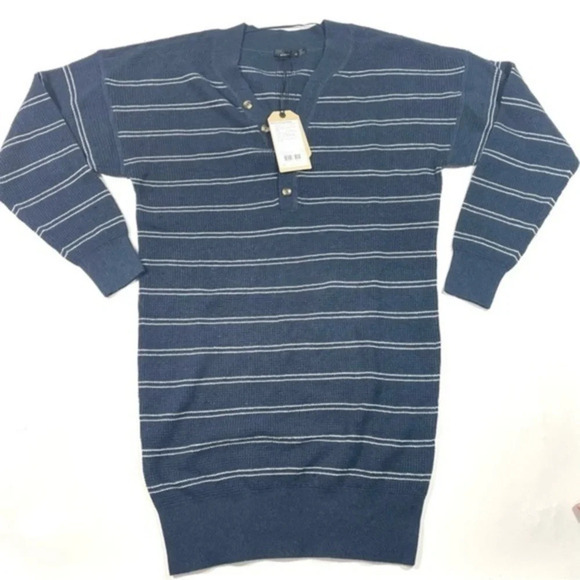 New Prana Milani Henley Dress Size Medium Nautical Stripe - Picture 1 of 6